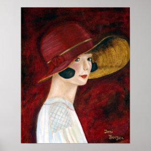 20-årsjubileum, Flapper Girl in Red Hat Poster