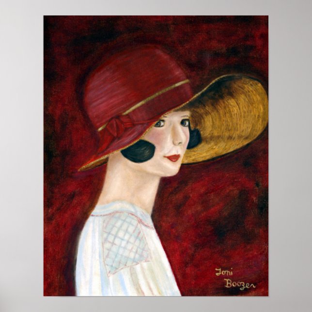 20-årsjubileum, Flapper Girl in Red Hat Poster (Framsidan)
