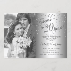 20-årsjubileum med foto - diamant silver inbjudningar