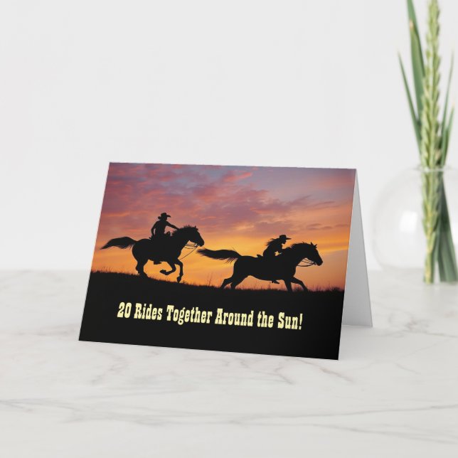 20-årsjubileum med sött country western kort (Framsida)