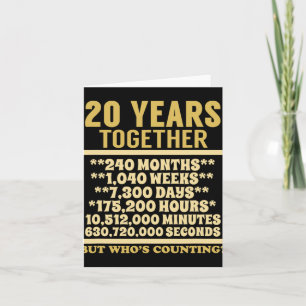 20-årsjubileum T-shirt 20-års bröllopsgåva Kupong Kort