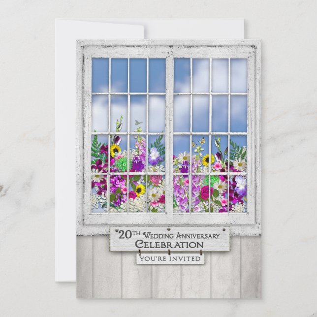 20-årsjubileumsinbjudan, Rustik fönster Inbjudningar (Framsida)