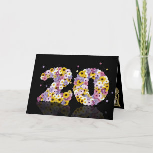 20-årskort med brev i blomsterodling kort