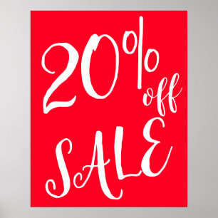 20 % av försäljningsskylten, Red Boutique Sale Sig Poster