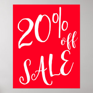 20 % av försäljningsskylten, Red Boutique Sale Sig Poster