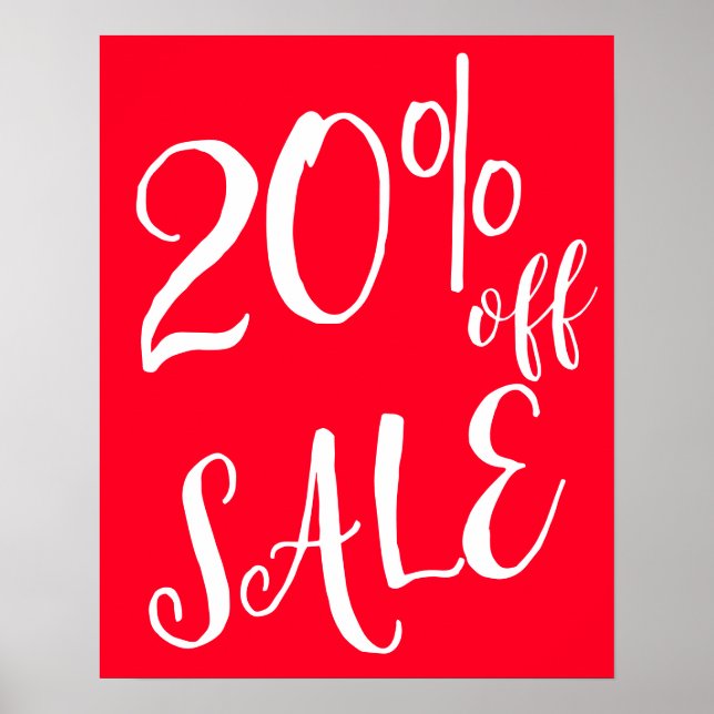 20 % av försäljningsskylten, Red Boutique Sale Sig Poster (Framsidan)