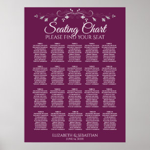 20 Bord Elegant Cassis Bröllop Sittplatsdiagram Poster