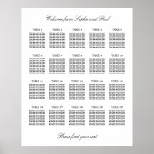 20 Bord Elegant Minimalistisk Placeringsplan
