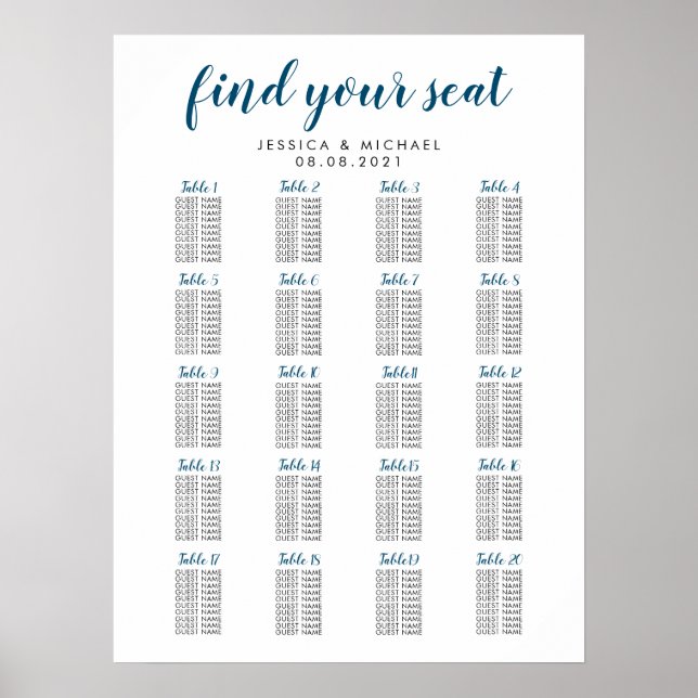 20 Bord-flottans besittningsschema över Färg Bröll Poster (Framsidan)