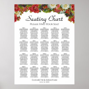 20 Bord Hösten Blommigt Bröllop Sittdiagram Poster