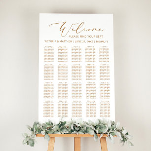 20 Bord minimalistiskt sittdiagram för Guld Bröllo Poster