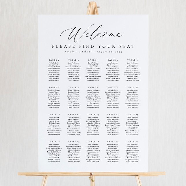 20 Bord Välkomst Sittplatskarta Poster (Skapare uppladdad)