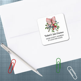 20 Cute Christmas Bouquet Return Address Sticker Fyrkantigt Klistermärke