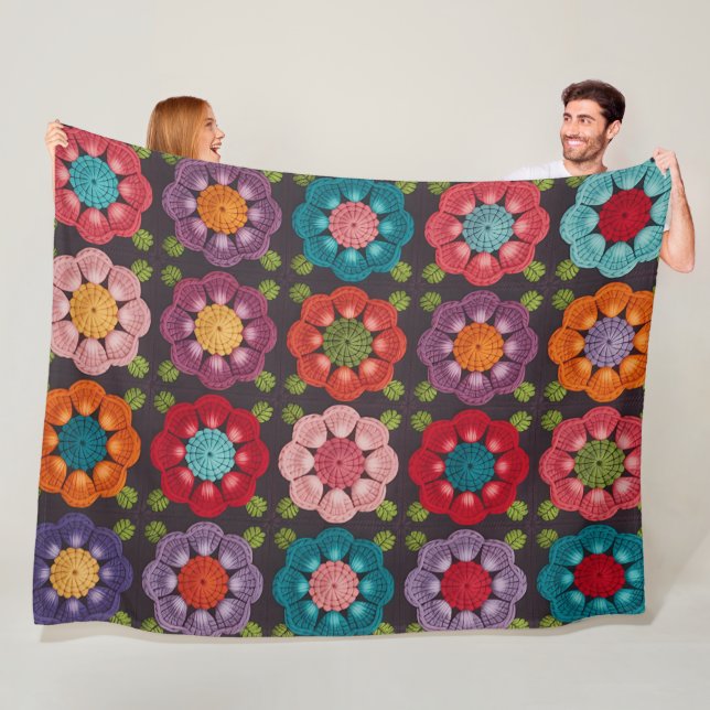 20 Daisy Flower Pattern Throw Blanket  Soft Fleece (På plats)