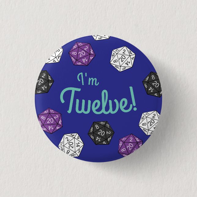 20 DDND-spel med sidokörning Barns födelsedag Part Knapp (Framsida)