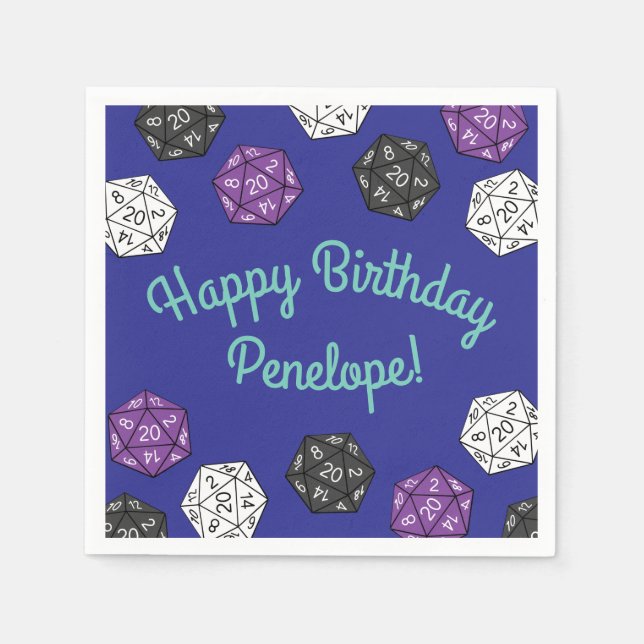 20 DDND-spel med sidokörning Barns födelsedag Part Pappersservett (Framsidan)