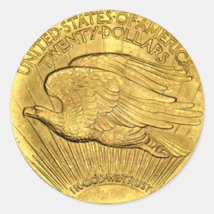 20 dollar US Eagle Guld Biet Round Sticker Runt Klistermärke