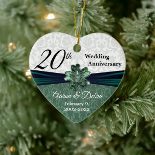 20:e annonsdagen för Emerald Damask-bröllopet - An Julgransprydnad Keramik