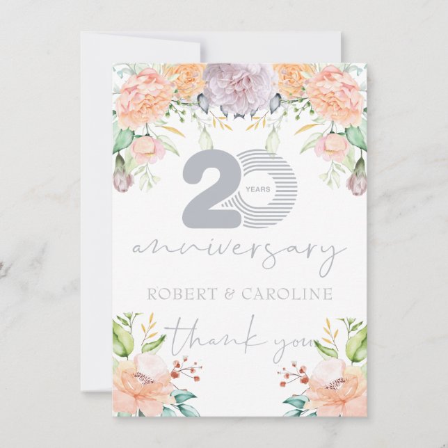 20:e Bröllop-årsdagen Blommigt Tack (Framsida)