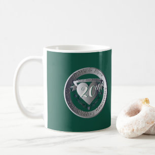 20:e Bröllop-årsdagen Emerald 2Heart Medallion Kaffemugg