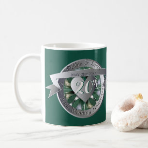 20:e Bröllop-årsdagen Emerald Heart Medallion Kaffemugg