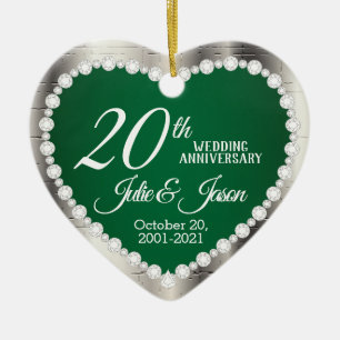20:e Bröllop-årsdagen Emerald och Silver Julgransprydnad Keramik