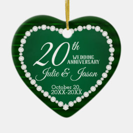 20:e Bröllop-årsdagen | Emerald och Silver Julgransprydnad Keramik