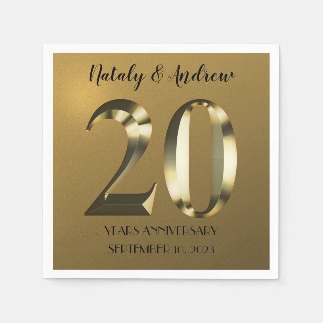 20:e Bröllop-årsdagen för metallgolden Pappersservett (Framsidan)
