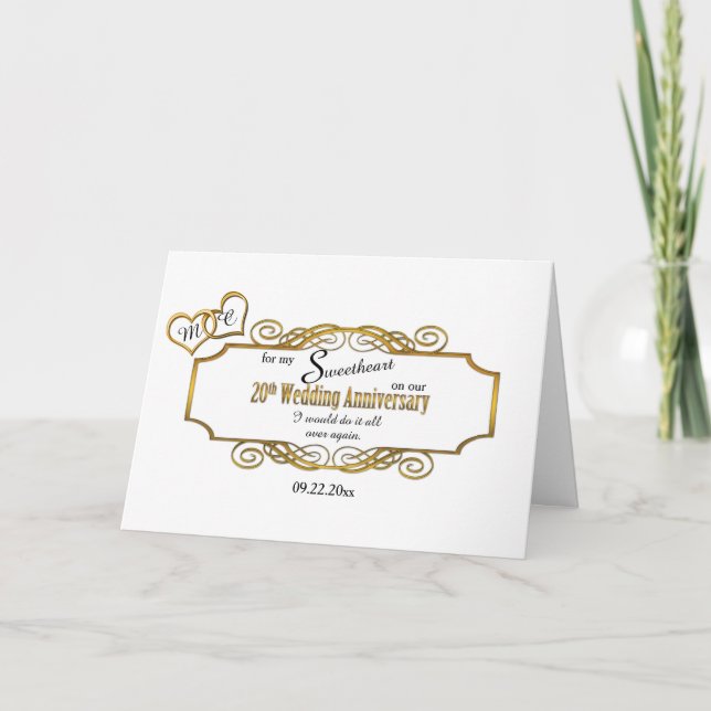 20:e Bröllop-årsdagen för mitt vårdkort Kort (Framsida)