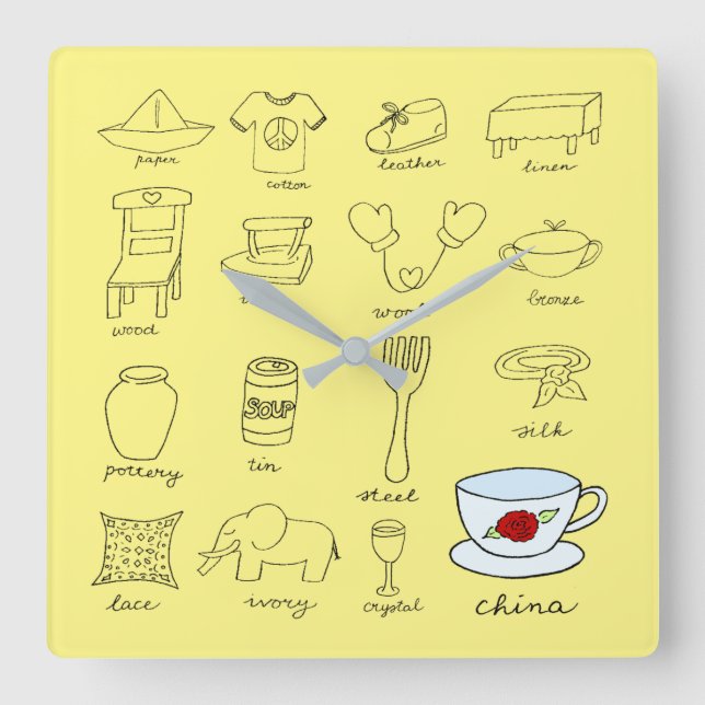 20:e Bröllop-årsdagen - hemmabidrag Fyrkantig Klocka (Framsida)