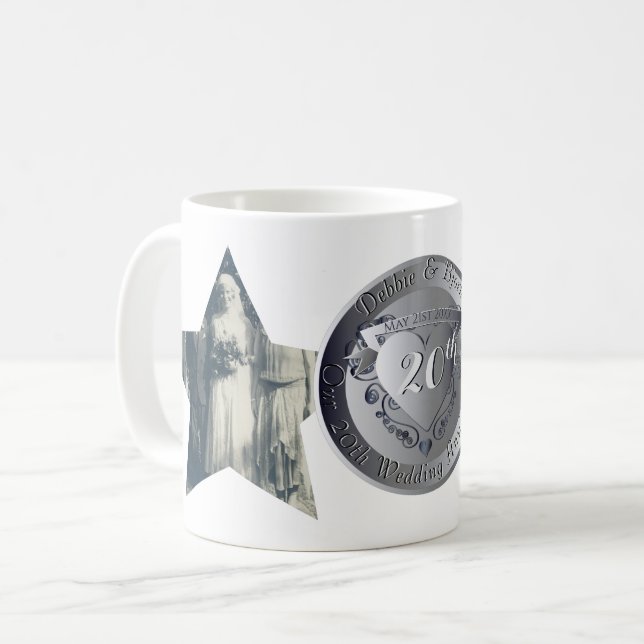 20:e Bröllop-årsdagen Platinum 2 Star Foton Co. Kaffemugg (Framsida vänster)