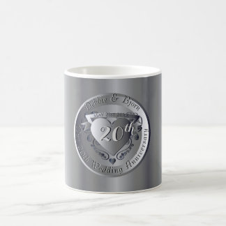 20:e Bröllop-årsdagen Platinum Heart Medallion Kaffemugg