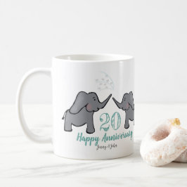 20:e chinan bröllop-årsdagen Söt elefant Kaffemugg