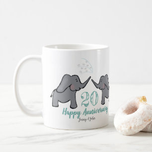 20:e chinan bröllop-årsdagen Söt elefant Kaffemugg