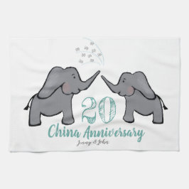 20:e chinan bröllop-årsdagen Söt elefant Kökshandduk