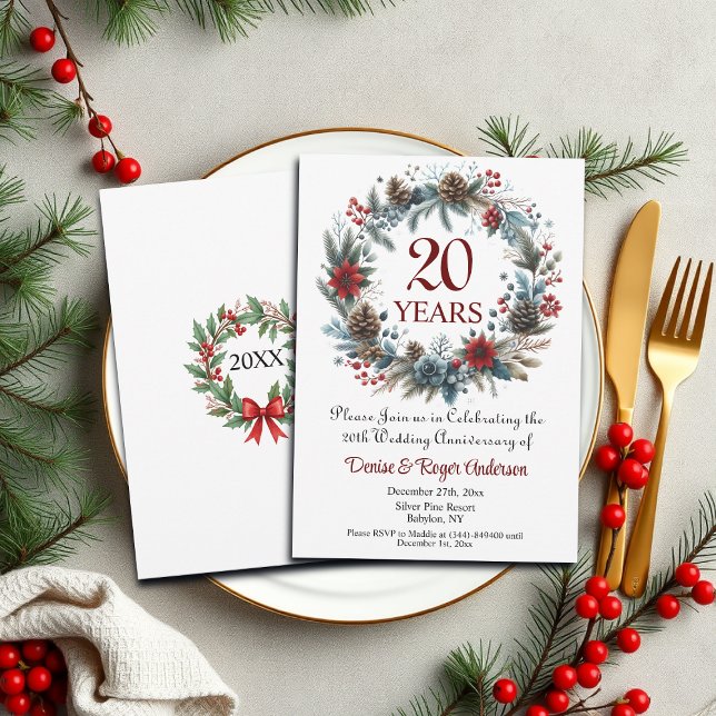 20:e Chinan Bröllop-årsjubileum Vinter Inbjudningar (Skapare uppladdad)