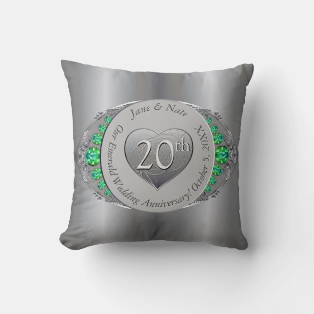 20:e Emerald & Platinum Bröllop-årsdagen Kudde (Framsida)