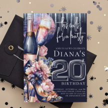 20:e födelsedag Blått Rosa Heel Champagne