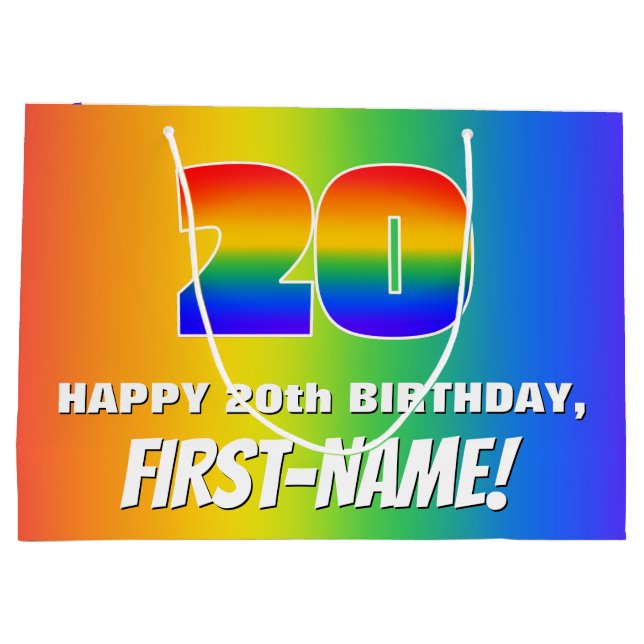 20:e födelsedag: Färgfull, Roligt Rainbow Mönster  (Baksidan)