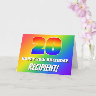20:e födelsedag: flerfärgad regnbåge Mönster # 20 Kort