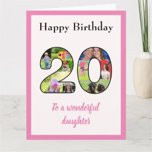 20:e födelsedag Foto Collage Dotter Large Unik Kort