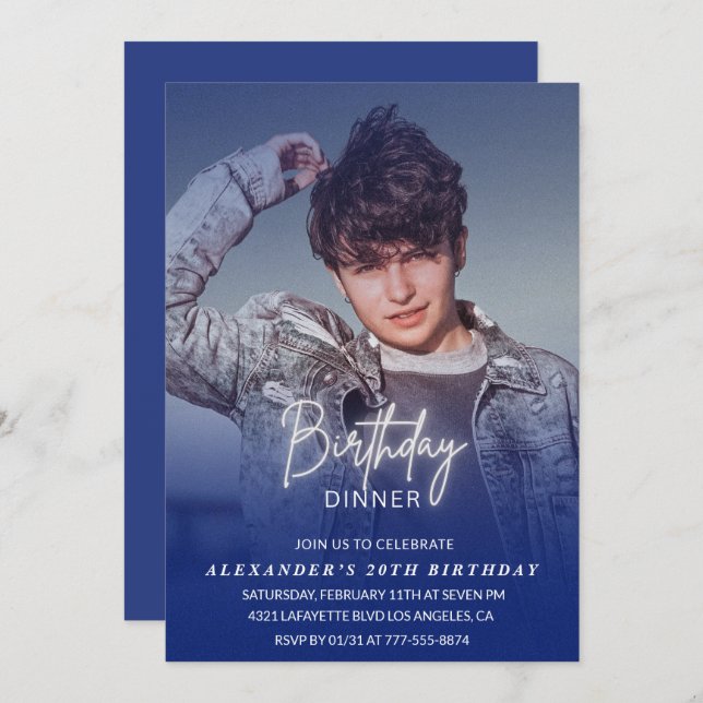 20:e födelsedag Foto Manar Inbjudningar (Fram/baksida)