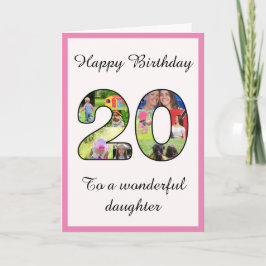 20:e födelsedag fotokollage för dotter kort