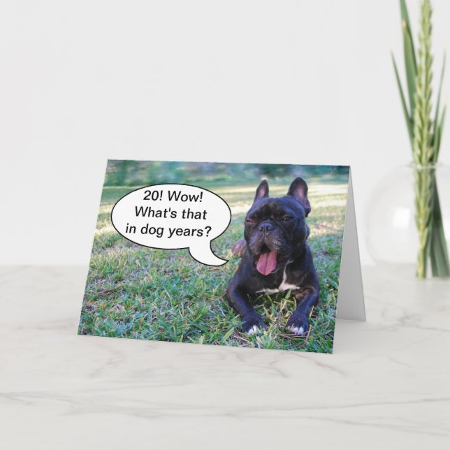 20:e födelsedag Fransk Bulldog Card för Hund Kort (Framsida)