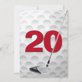 20:e födelsedag Golf-Temapartyet Inbjudningar