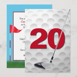 20:e födelsedag Golf-Temapartyet Inbjudningar