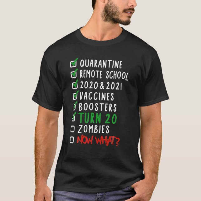 20:e födelsedag I Karantänfjärrskola Zombies N T Shirt (Framsida)