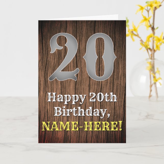20:e födelsedag: Land Western Inspired Titta, Namn Kort (Gul blomma)