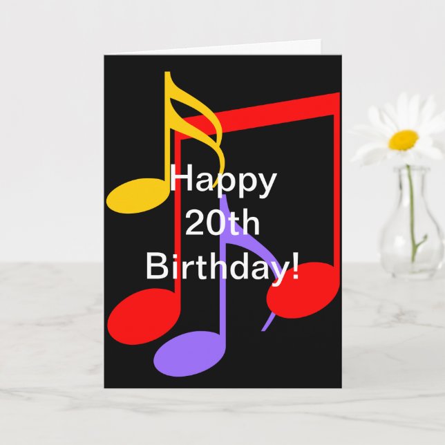 20:e födelsedag Musik noter-registrerat gratulatio Kort (Liten växt)
