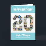 20:e födelsedag, nummer 20 Fotokollage Kort<br><div class="desc">Fira 20-årsdagen eller bröllop-årsdagen med detta utskrivbara fotokollage. Välj dina favoritfoton för visning. Anpassa namn, text och datum för att passa tillfälle. Det här kommer att bli en underbar keepy med personlig-budskap att se tillbaka på med familj och vänner. Om du behöver något annat nummer som kollage, kan du gärna...</div>